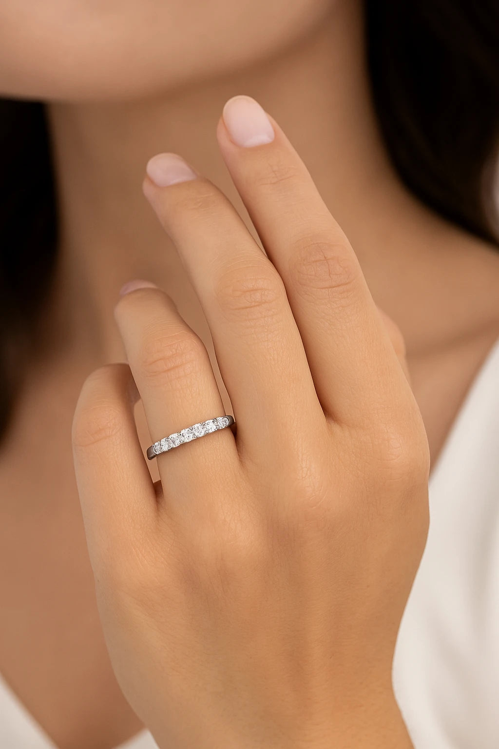 14K White Gold 0.50 Ctw Lab-Grown Diamond Curvy Ladies Band
