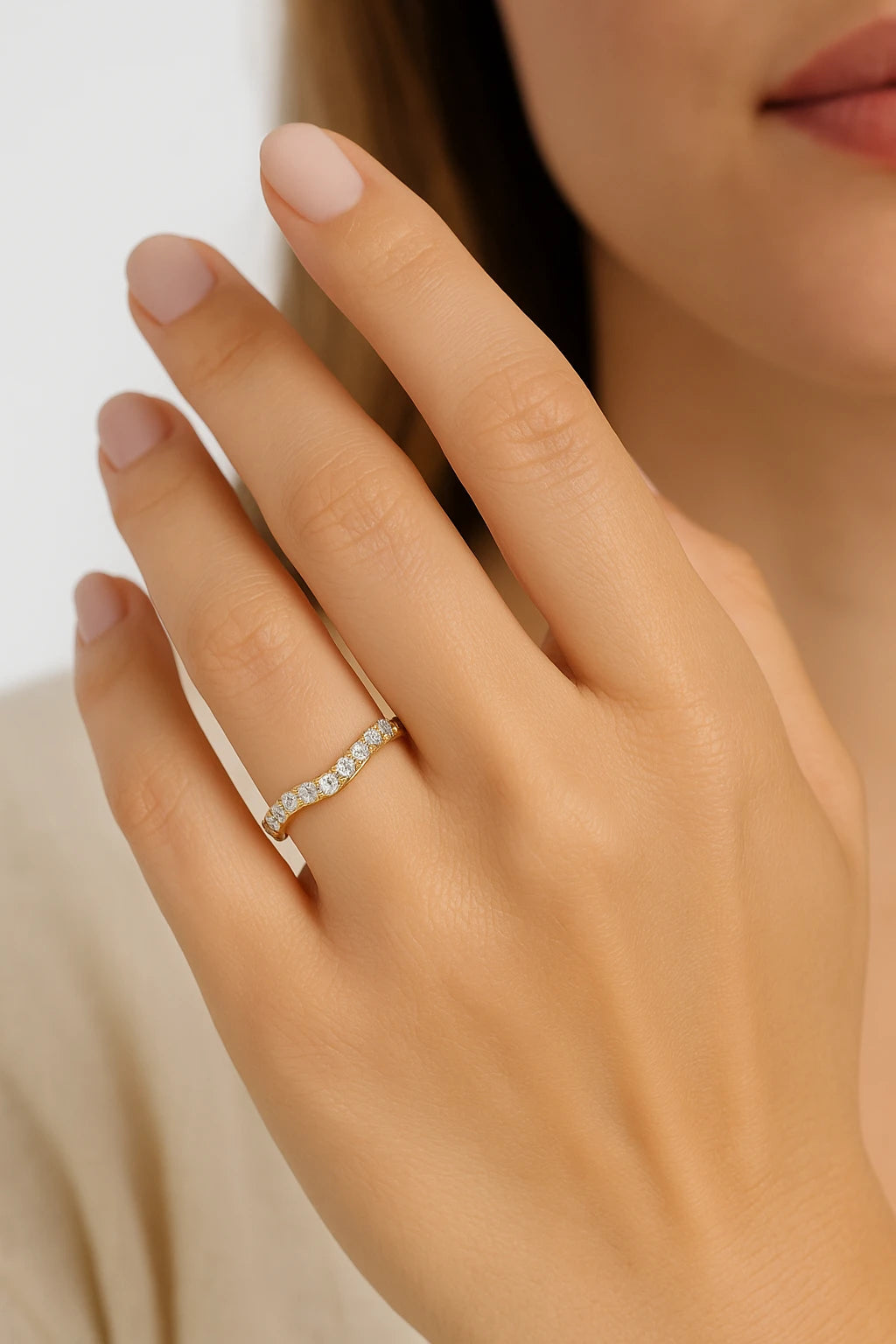 14K Yellow Gold 0.50 ctw Lab-Grown Diamond Curvy Ladies Band