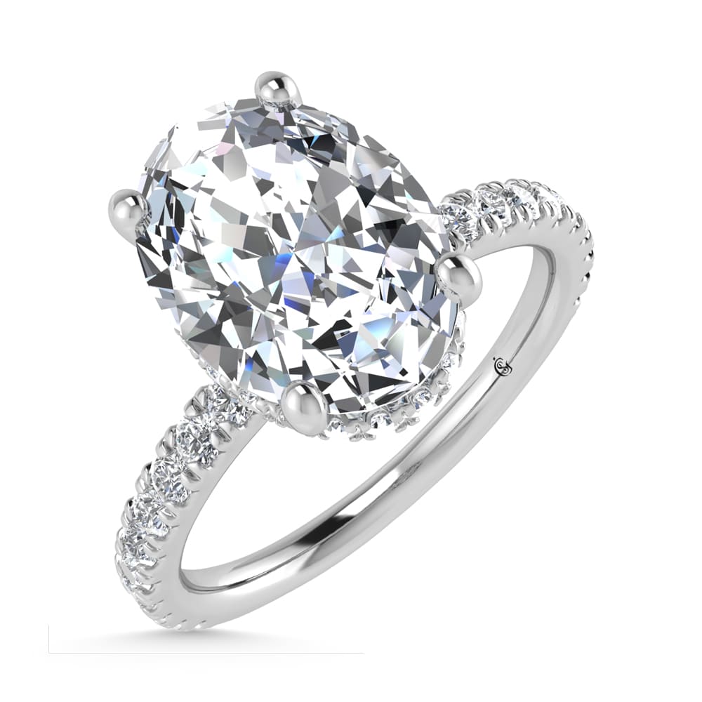 14K White Gold Lab-Grown Diamond 3.5 ctw Oval Engagement Ring