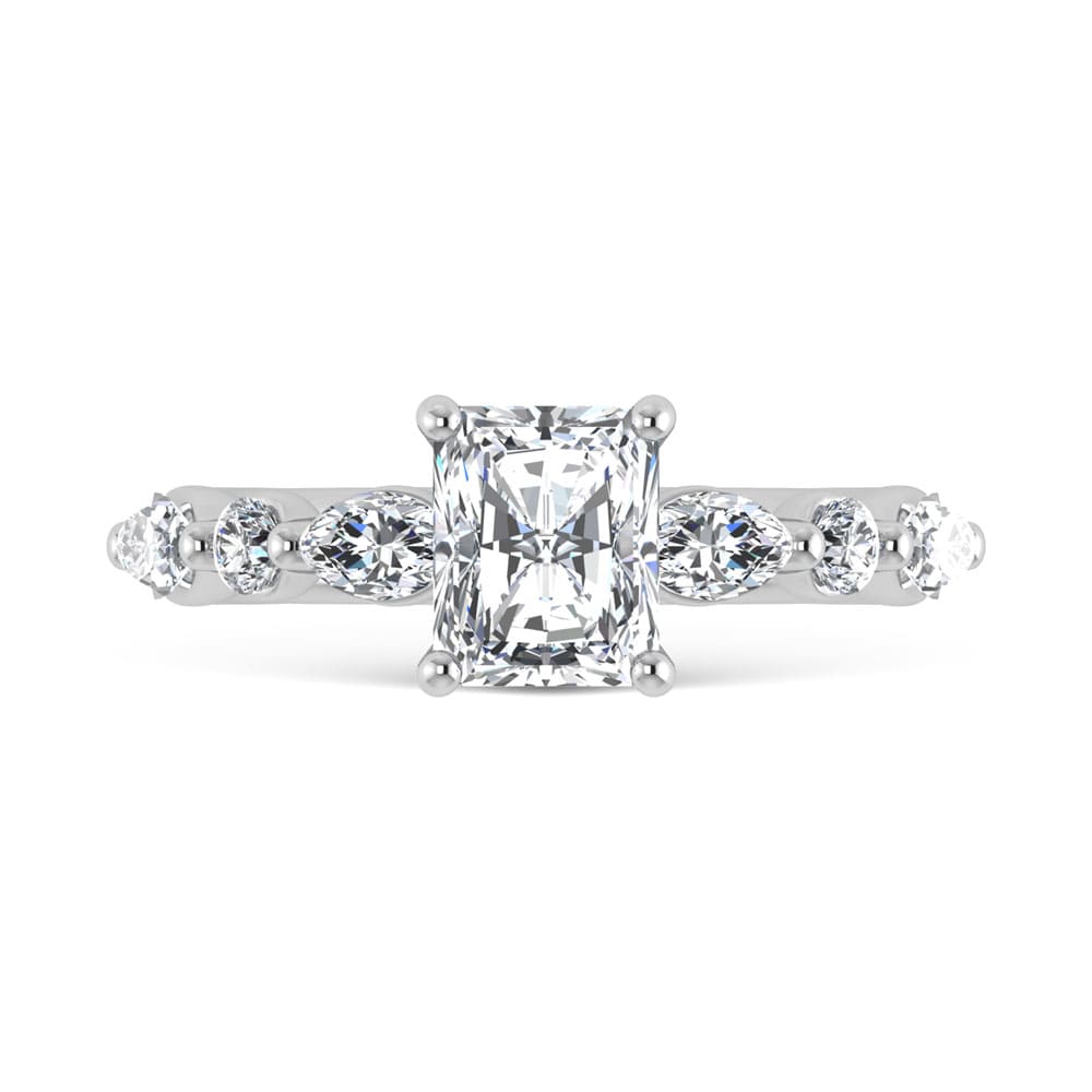 14K White Gold Lab-Grown Diamond 3.62 ctw Radiant Engagement Ring