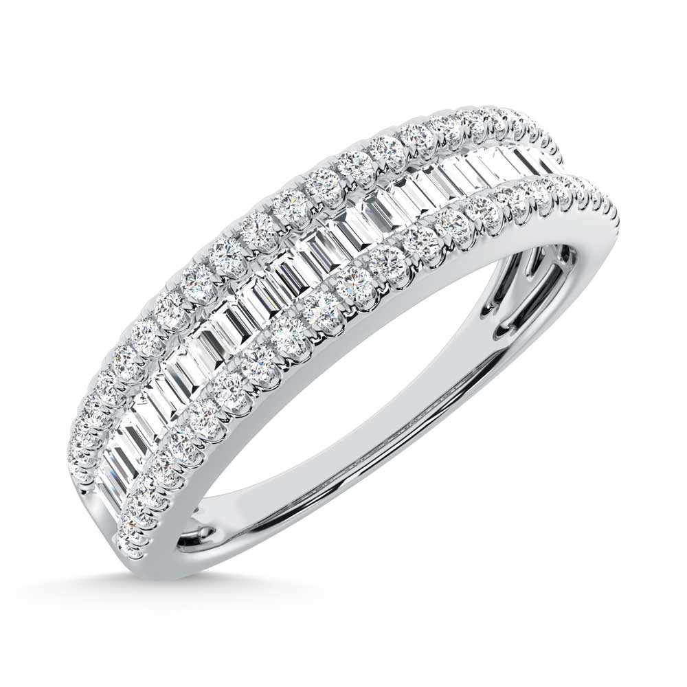 14K White Gold Lab-Grown Diamond 1/2 ctw Baguette Wedding Band