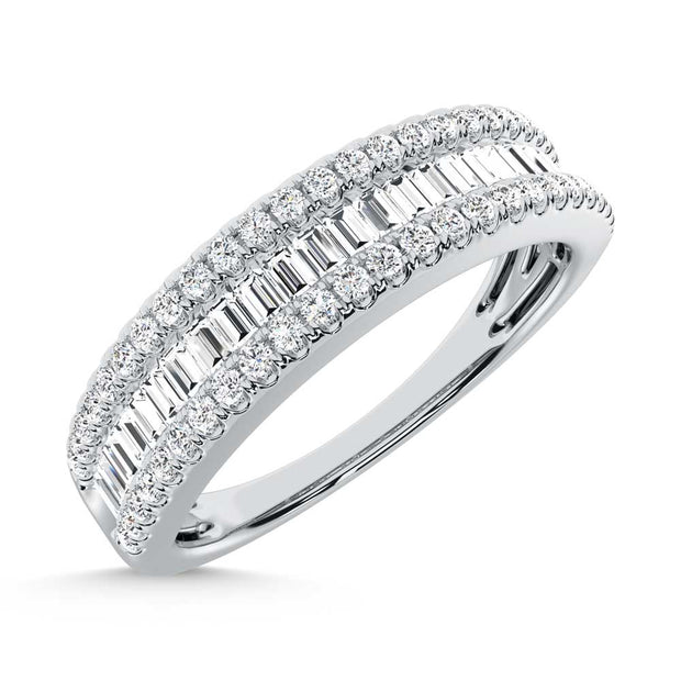 14K White Gold Lab-Grown Diamond 1/2 Ctw Baguette Wedding Band
