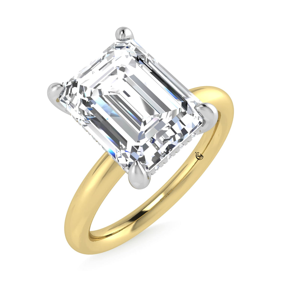 14K Yellow Gold Lab-Grown Diamond 3.05 ctw Emerald Engagement Ring