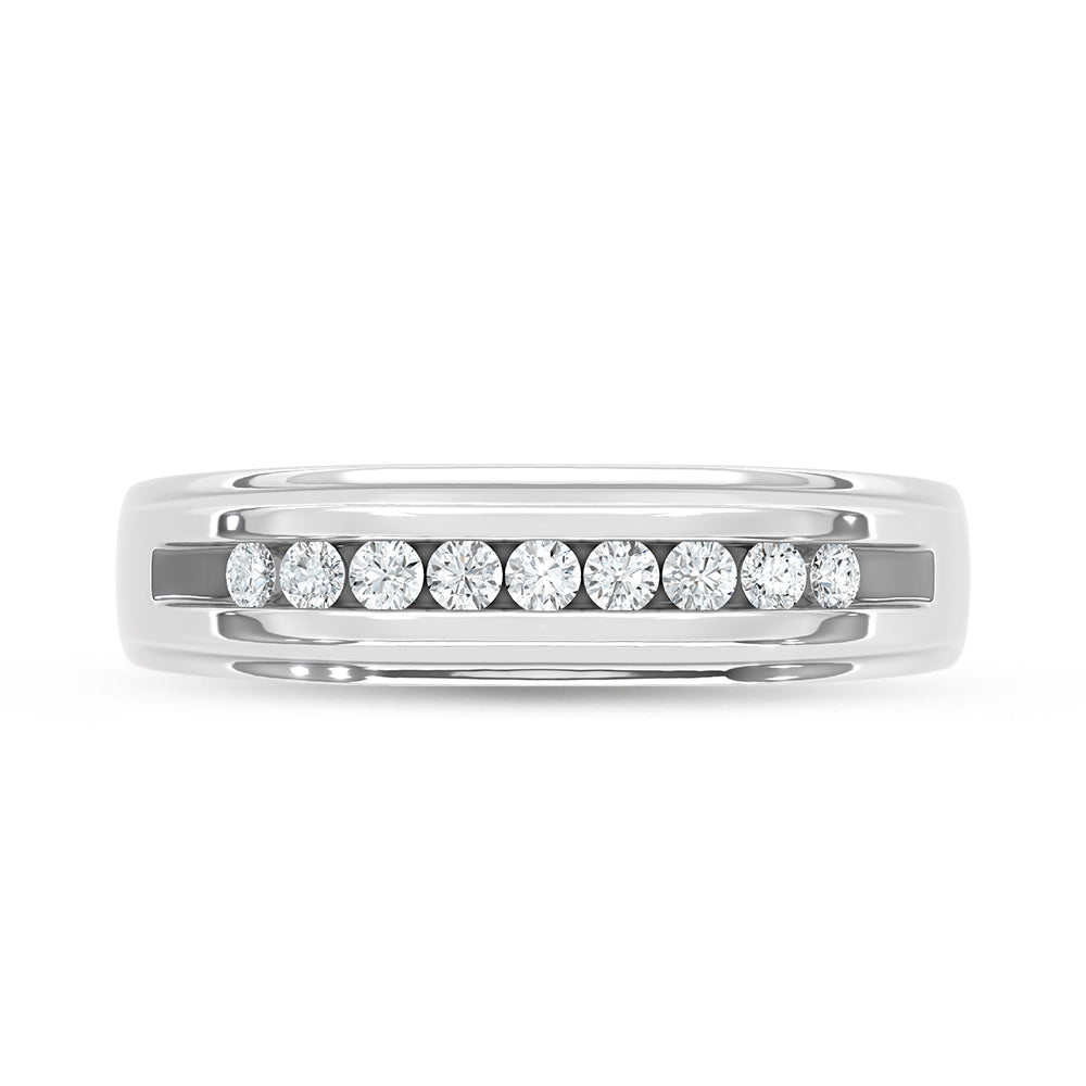 10K White Gold Diamond 1/4 Ct.Tw. Mens Machine Band