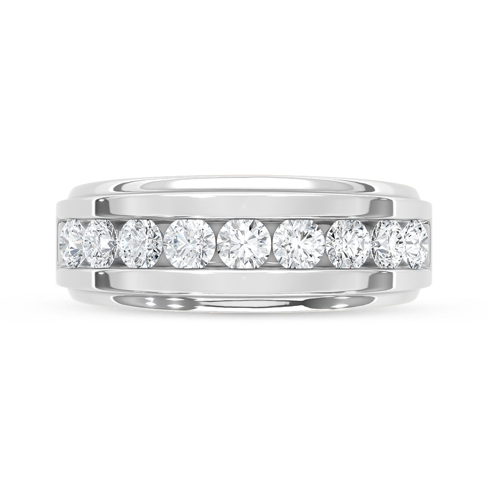 10K White Gold Diamond 1/2 Ct.Tw. Mens Machine Band