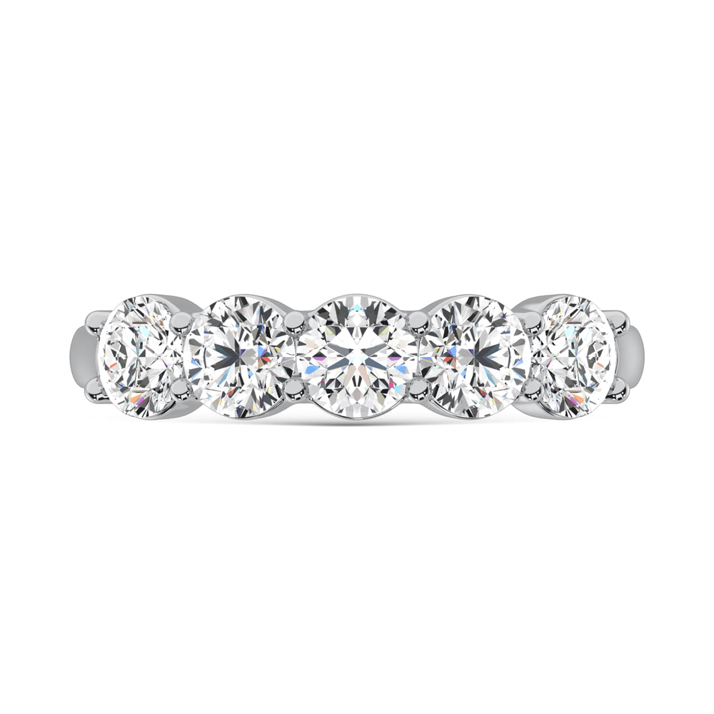 14K White Gold Lab-Grown Diamond 1.55 ctw 5 Stone Ladies Band