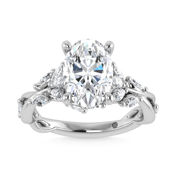 14K White Gold Lab-Grown Diamond 3.5 ctw Marquise and Oval Engagement Ring