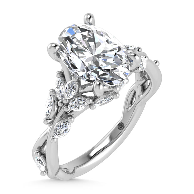 14K White Gold Lab-Grown Diamond 3.5 ctw Marquise and Oval Engagement Ring