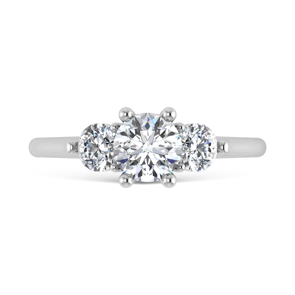 14K White Gold Lab-Grown Diamond 1.25 ctw Three Stone Ring