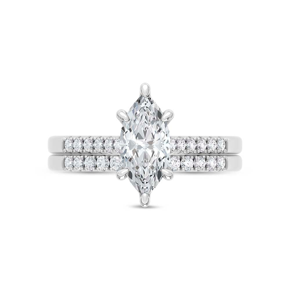 10K White Gold Lab Grown Diamond 1 1/4 Ct.Tw. Marquise Shape Bridal Ring (Center 1 Ctw)