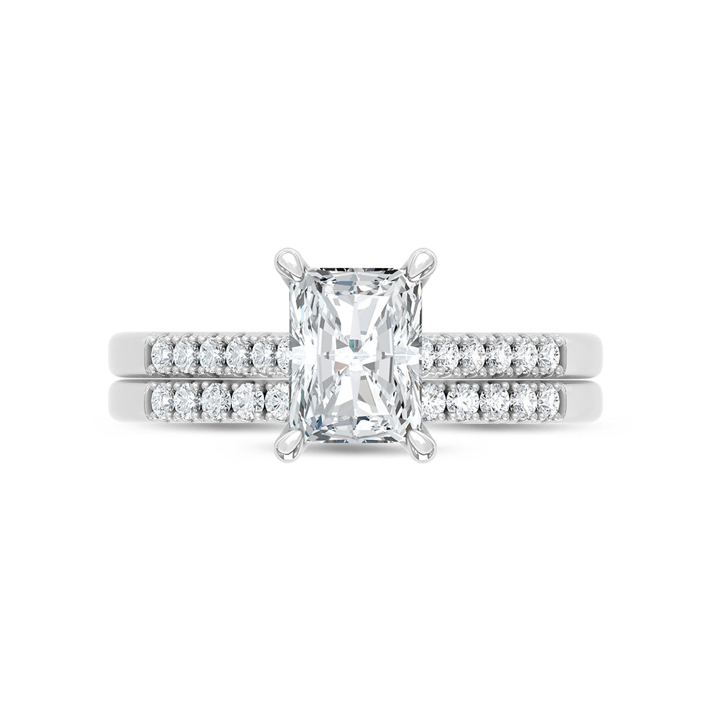 10K White Gold Lab Grown Diamond 1 1/4 Ct.Tw. Radiant Shape Bridal Ring (Center 1 Ctw)