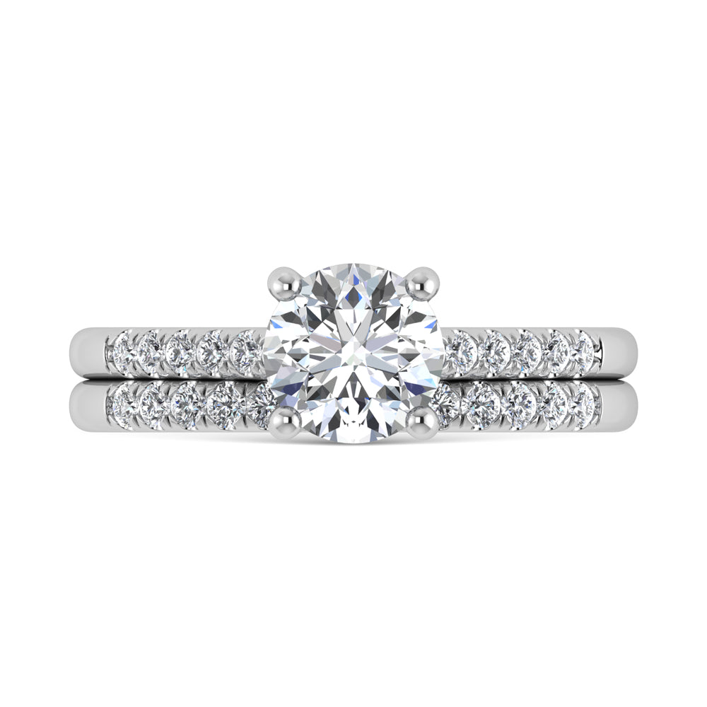 10K White Gold Round Lab-Grown Diamond 1.25 ctw Bridal Ring
