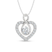 10K White Gold Lab-Grown Diamond 1 Ctw Heart Pendant