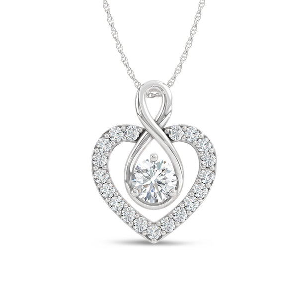 10K White Gold Lab-Grown Diamond 1 Ctw Heart Pendant