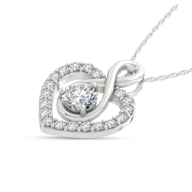 10K White Gold Lab-Grown Diamond 1 Ctw Heart Pendant