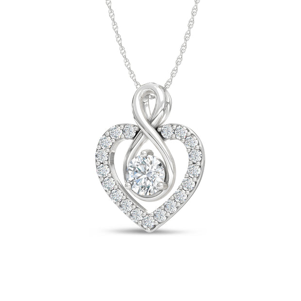 10K White Gold Lab-Grown Diamond 1 Ctw Heart Pendant