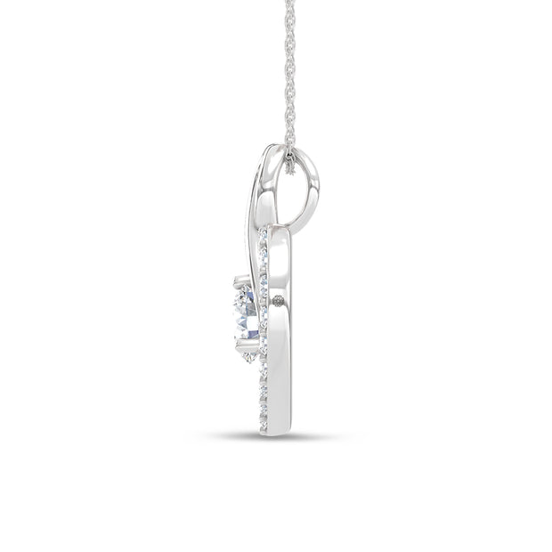 10K White Gold Lab-Grown Diamond 1 Ctw Heart Pendant