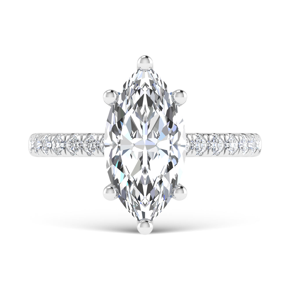 14K White Gold 2.40 ctw Lab-Grown Diamond Marquise Engagement Ring
