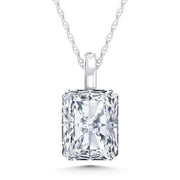 14K White Gold Lab-Grown Diamond 1/2 Ctw Elongated Radiant Pendant