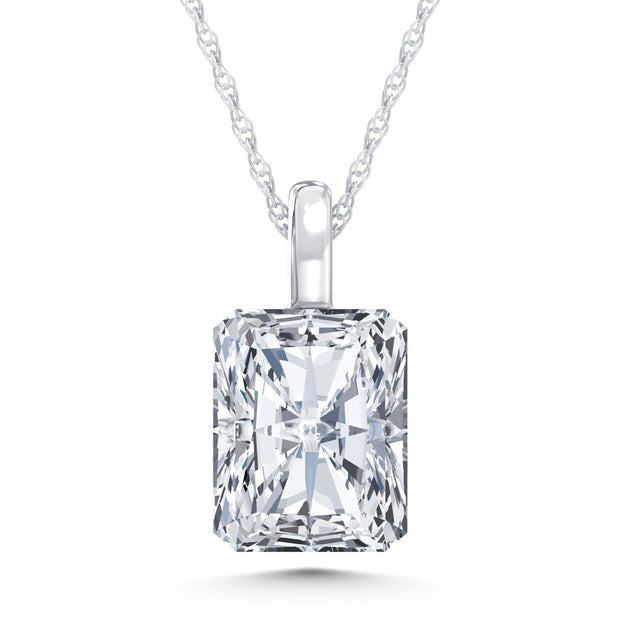 14K White Gold Lab-Grown Diamond 1/2 Ctw Elongated Radiant Pendant