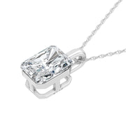 14K White Gold Lab-Grown Diamond 1/2 Ctw Elongated Radiant Pendant