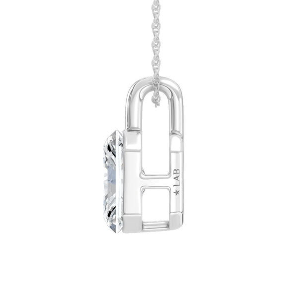 14K White Gold Lab-Grown Diamond 1/2 Ctw Elongated Radiant Pendant