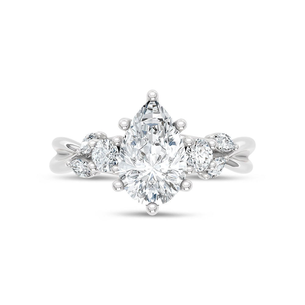 14K White Gold Lab-Grown Diamond 2 1/3 ctw Engagement Ring