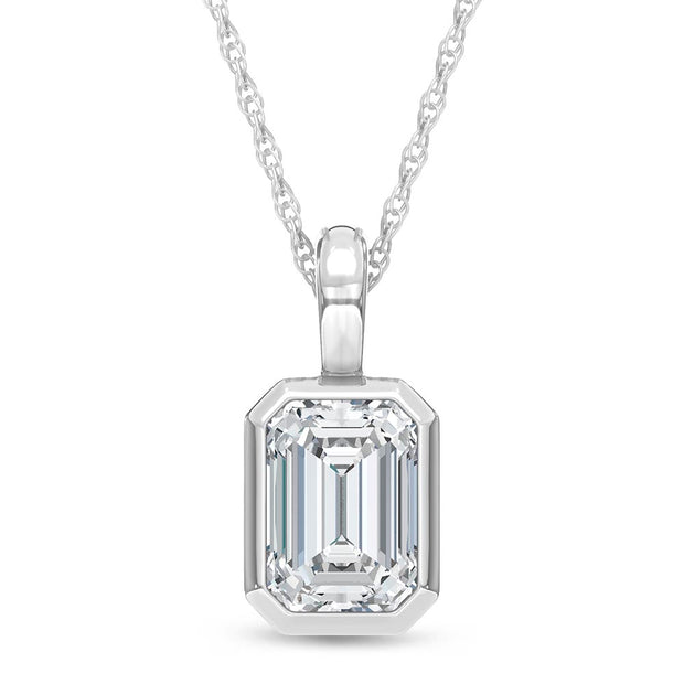 14K White Gold Lab-Grown Emerald Diamond 1/2 CtW Fashion Pendant