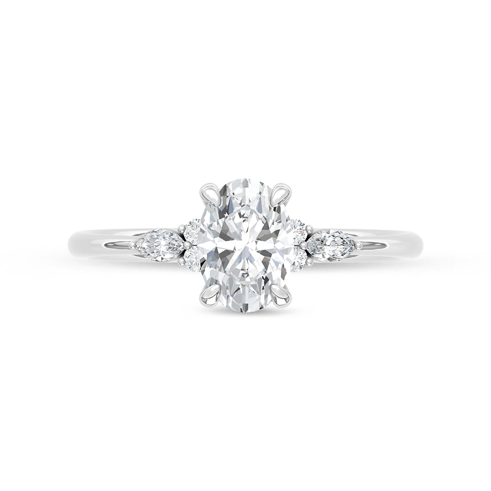 10K White Gold Lab Grown Diamond 7/8 Ct.Tw. Oval Shape Engagement Ring