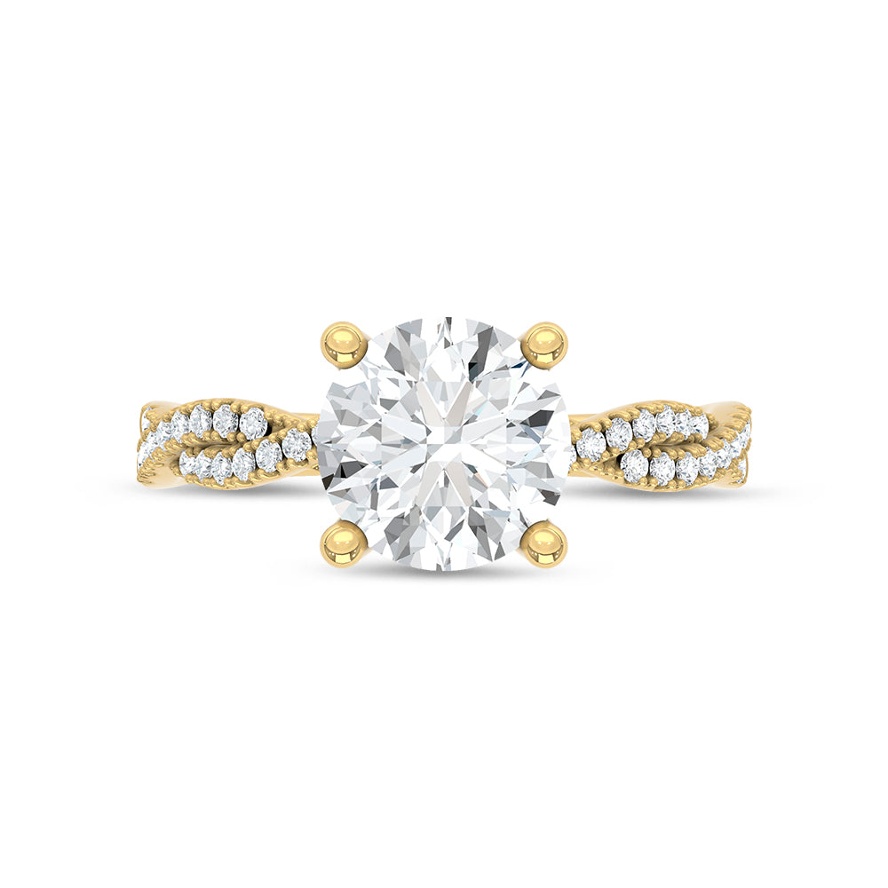14K Yellow Gold Lab Grown Diamond 2 1/6 Ct.Tw. Round Shape Engagement Ring (Center 2 ctw)