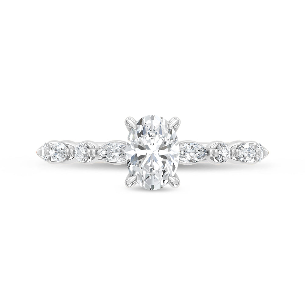10K White Gold Lab Grown Diamond 1 Ct.Tw. Oval Shape Engagement Ring