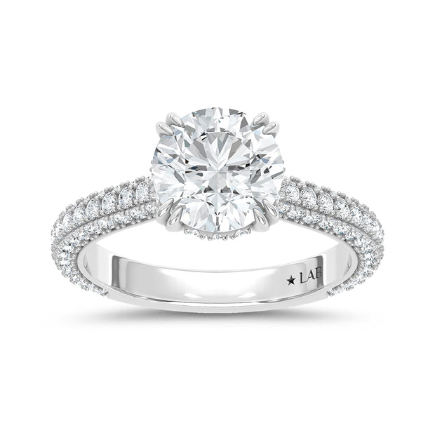 14K White Gold Lab Grown Diamond 2.90 Ctw Round Shape Engagement Ring