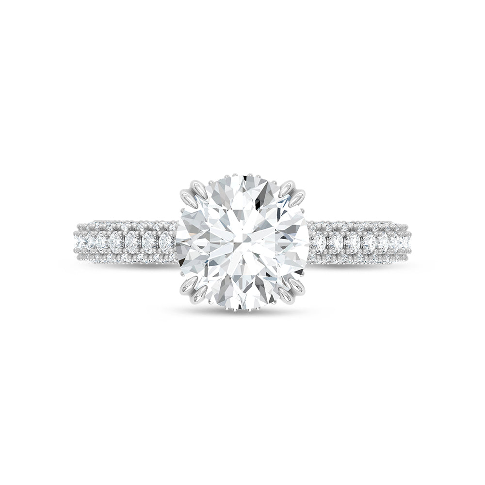 14K White Gold Lab Grown Diamond 2.90 ctw Round Shape Engagement Ring