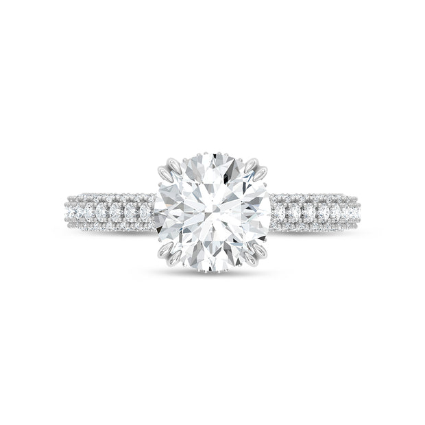 14K White Gold Lab Grown Diamond 2.90 Ctw Round Shape Engagement Ring