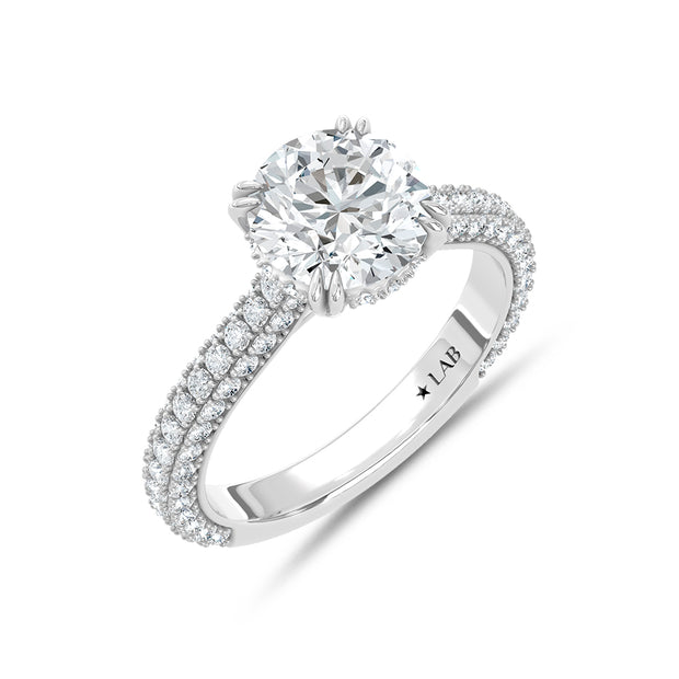 14K White Gold Lab Grown Diamond 2.90 Ctw Round Shape Engagement Ring