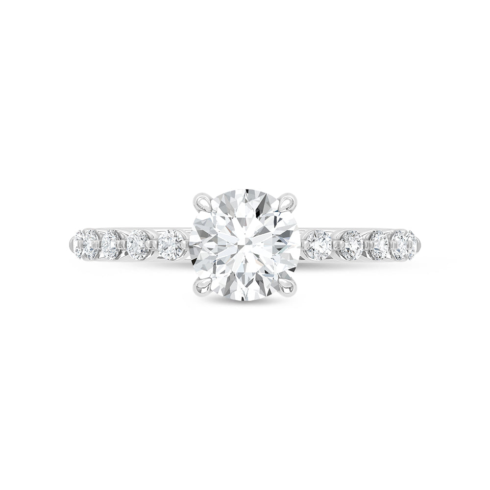 14K White Gold Lab Grown Diamond 1 1/3 Ct.Tw. Round Shape Engagement Ring   (Center 1CT)