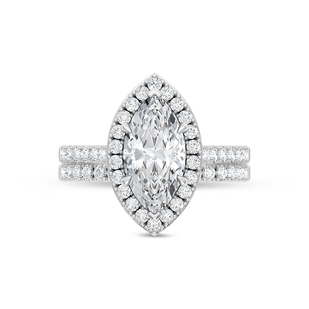 14K White Gold Lab Grown Diamond 3 Ct.Tw. Marquise Shape Bridal Ring (Center 2 Ctw)