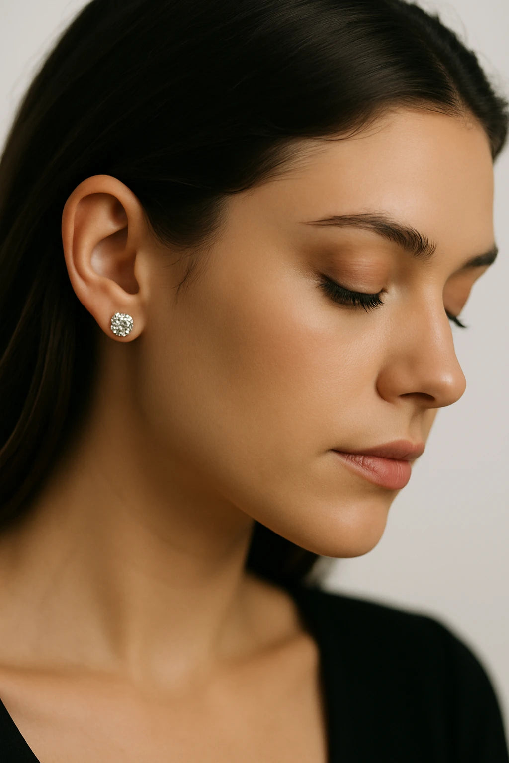 10K White Gold 1.00 ctw Lab-Grown Diamond Round Stud Earrings