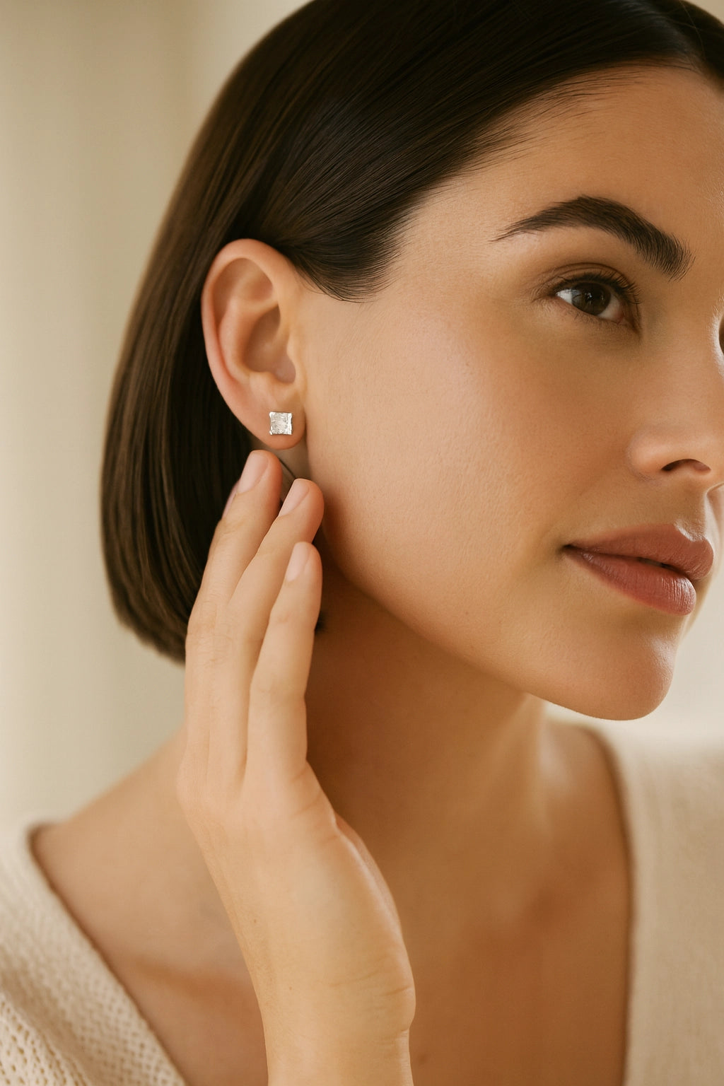 10K Yellow Gold 1.00 ctw Lab-Grown Diamond Princess Stud Earrings
