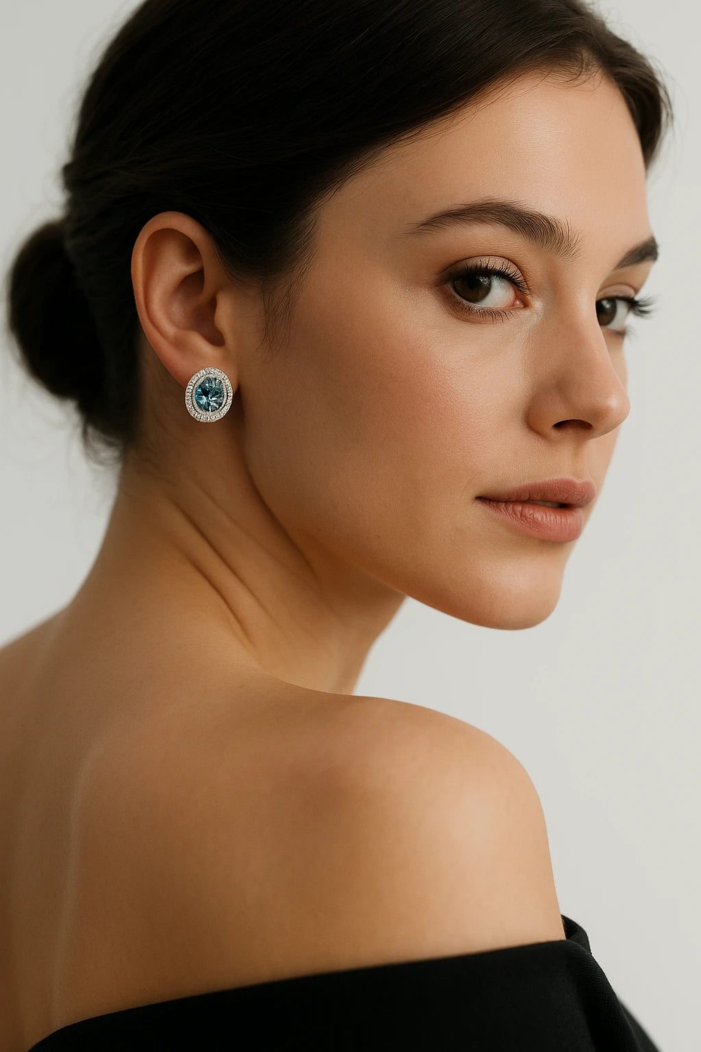 14K White Gold 1.25 ctw With Blue Lab-Grown Diamond Oval Fashion Earrings