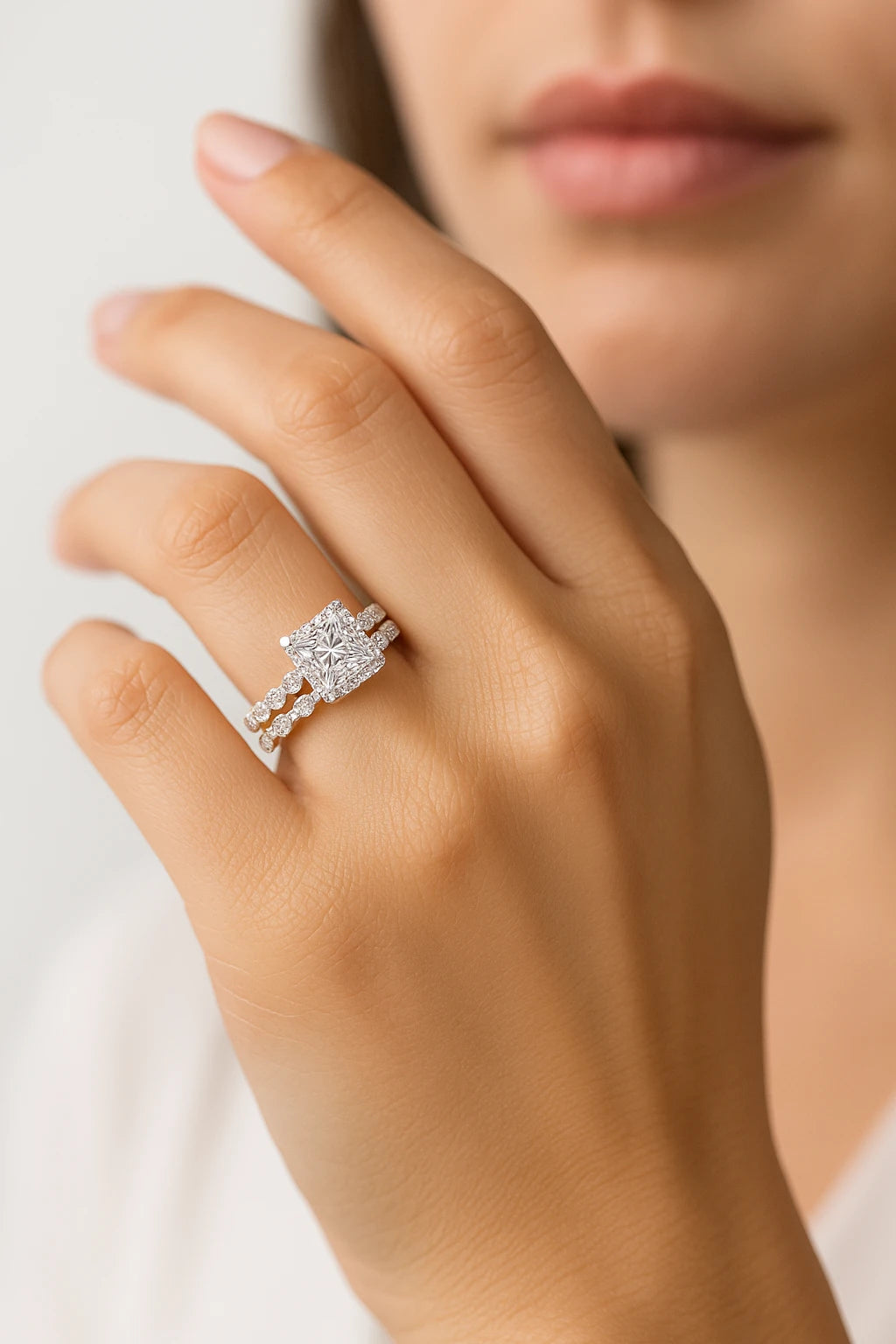 14K Yellow Gold 2.60 ctw Lab-Grown Princess Diamond Bridal Set