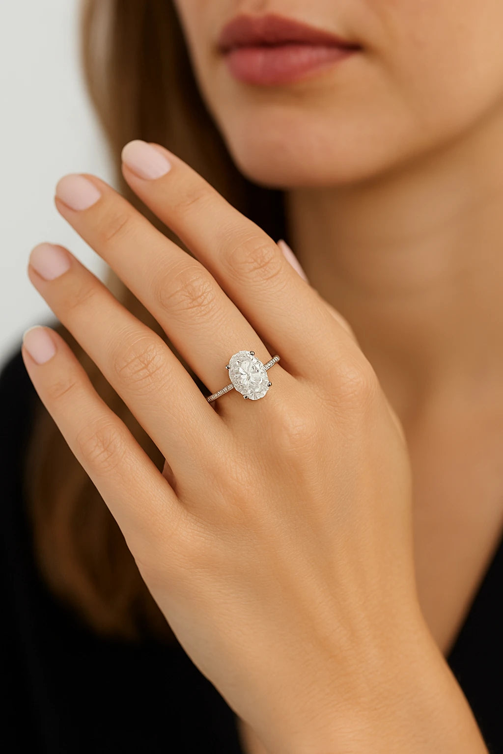 14K White Gold 4.50 ctw Lab-Grown Diamond Engagement Ring