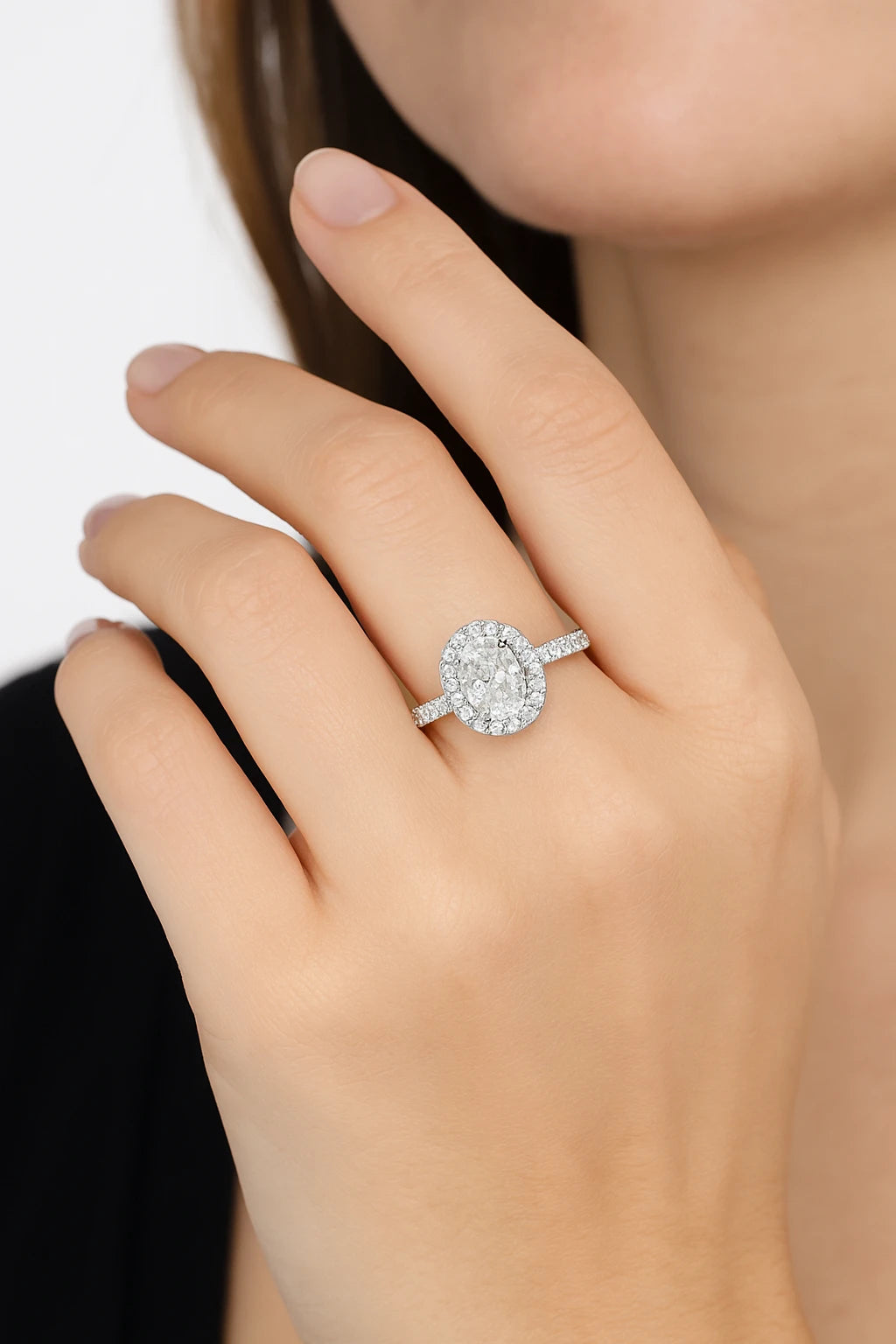 14K White Gold 2.40 ctw Lab-Grown Diamond Oval Engagement Ring