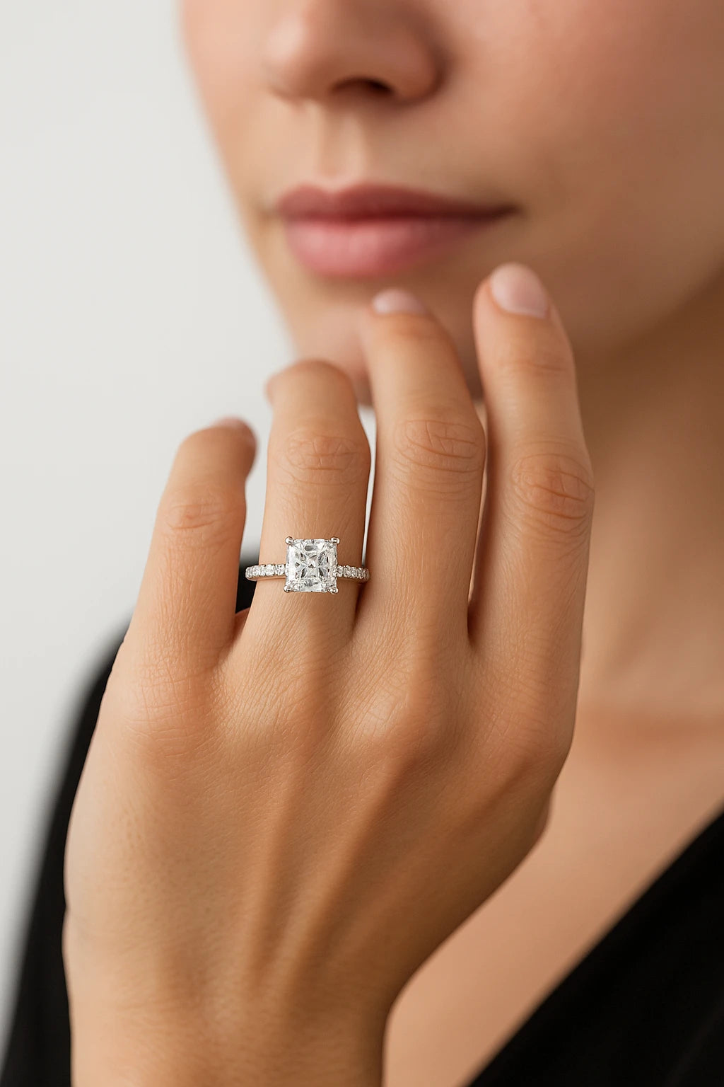14K White Gold 2.30 ctw Lab-Grown Diamond Princess Engagement Ring