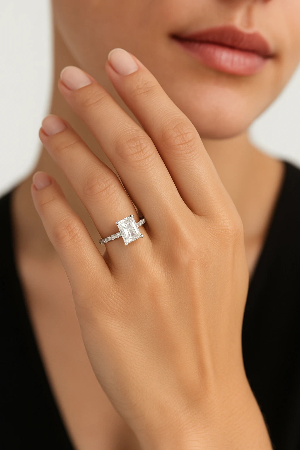 14K White Gold 2.30 ctw Lab-Grown Diamond Radiant Engagement Ring