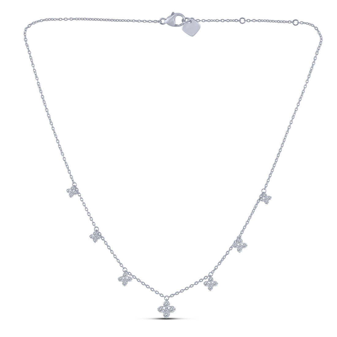 1.50 CTW Lab-Grown Diamond Bloom Charm Necklace in Silver