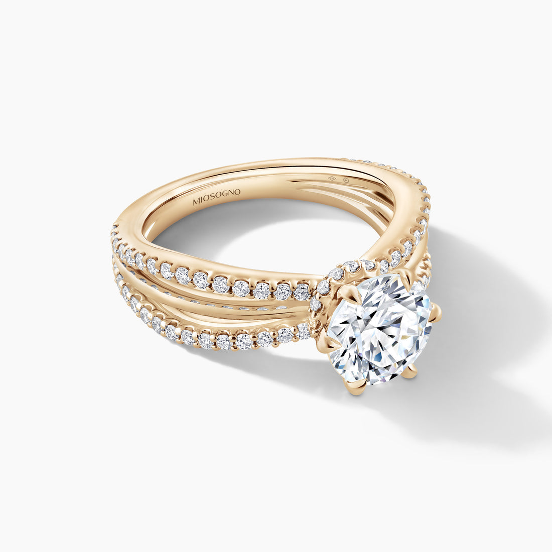 18K Yellow Gold 0.51 ctw Natural 2 Center Lab-Grown Diamond Round Engagement Ring
