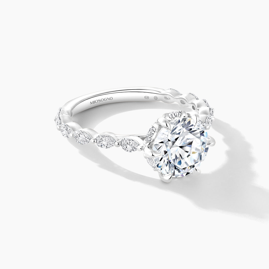 Platinum 0.90 ctw Natural 2.01 Center Lab-Grown Diamond Round Engagement Ring