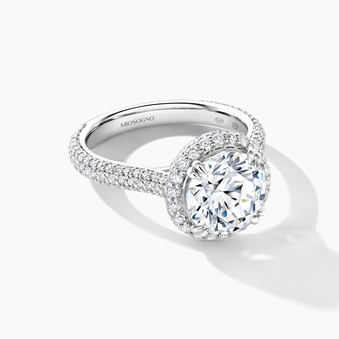 Platinum 1.19 ctw Natural 2.51 Lab-Grown Diamond Round Engagement Ring