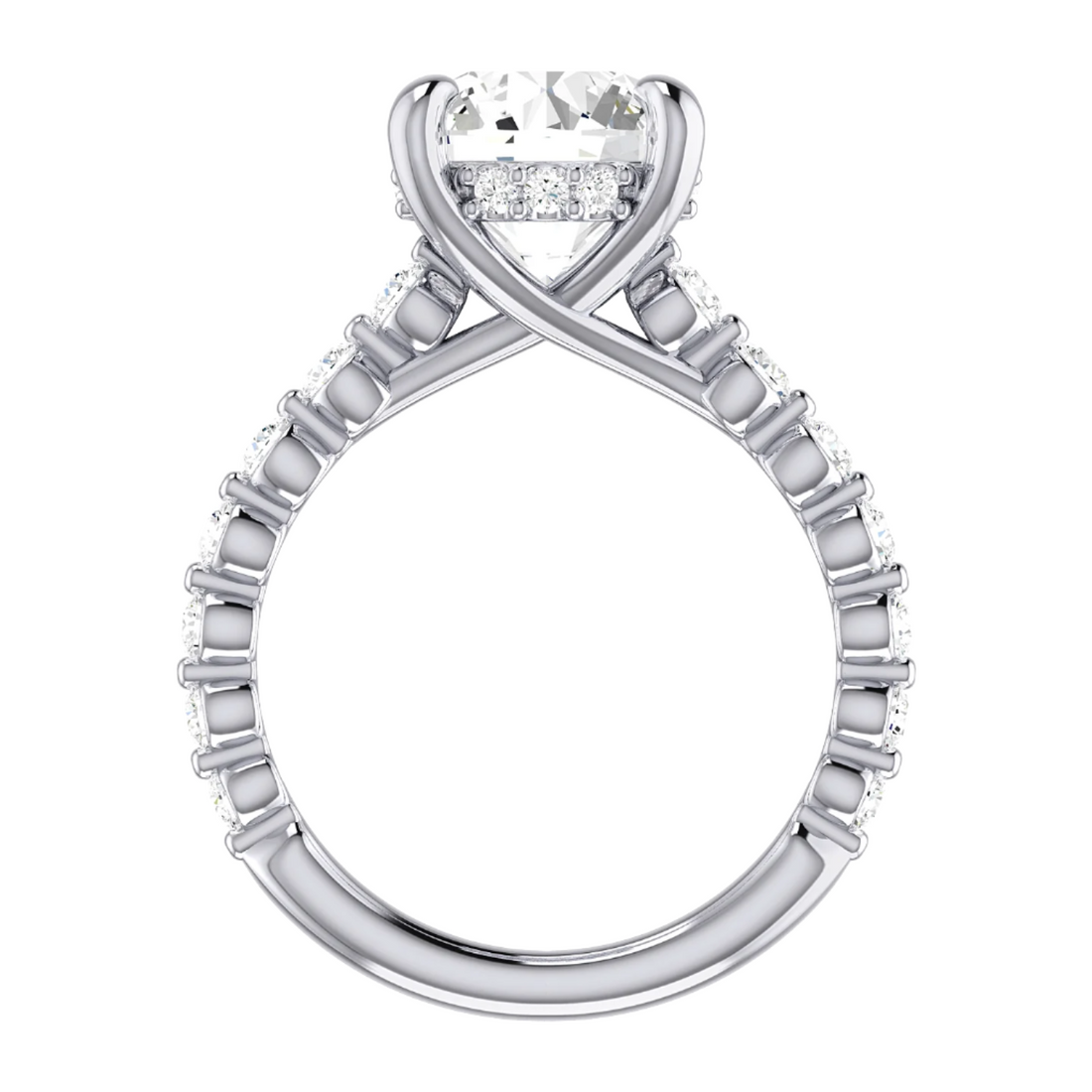Platinum 0.73 ctw Natural 3.03 Center Lab-Grown Diamond Round Engagement Ring
